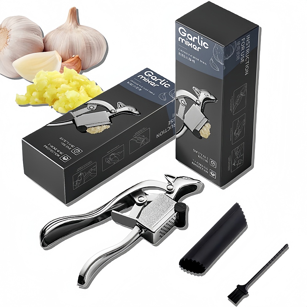 Squirrel-Shaped Garlic Press, Hand-Pulled Garlic Masher, Large-Capacity Garlic Clip, Push-Pull Cleaning Garlic Masher, Manual Garlic Masher