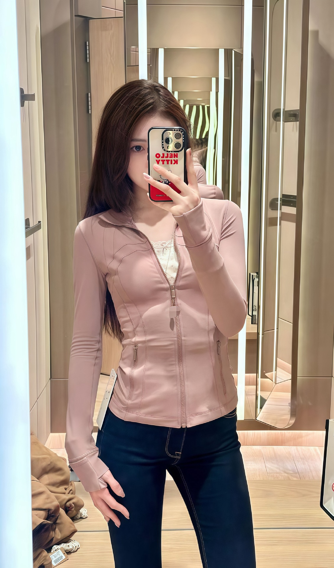 Ding同タイプのnulu、luon海軍藍春秋新型ヨガランニングコート女性の修身弾力立襟