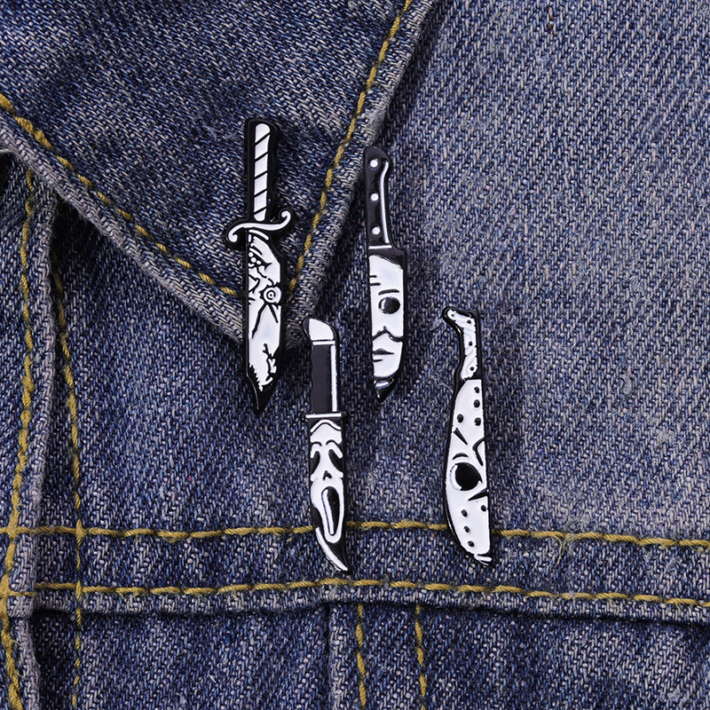 Brooches Classification Daily Occasion Alloy Material Halloween Festival Cool Style Pin Dagger Skull Alloy Enamel Plating Unisex Brooches