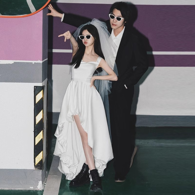 Engagement Dress, High-End Light Luxury, Niche French Light Wedding Dress, Toast Dress, Registration and Certificate, Small White Dress