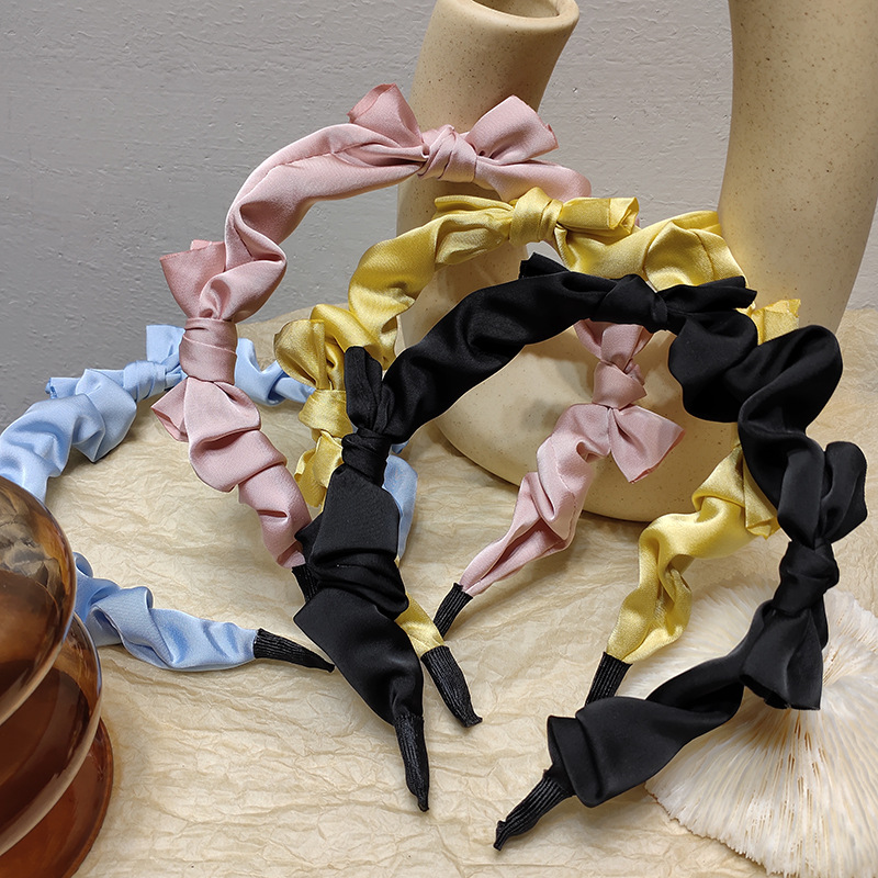 Korean Simple Solid Color Bow Fabric Headband display picture 2