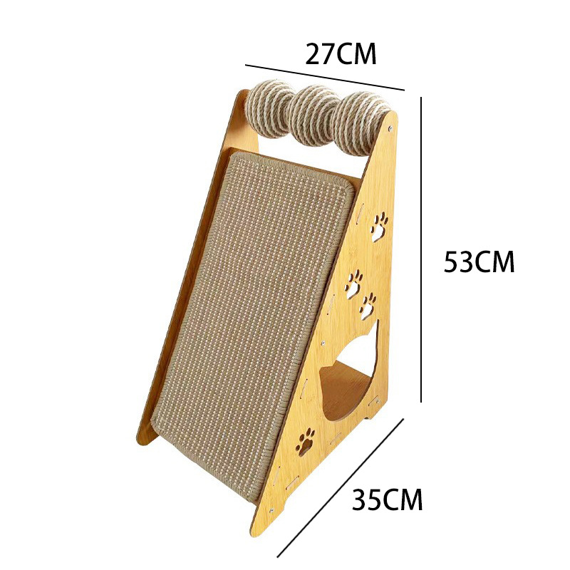 대형 수직 삼각형 + 사이잘 매트 + 고양이 놀리는 공 3개