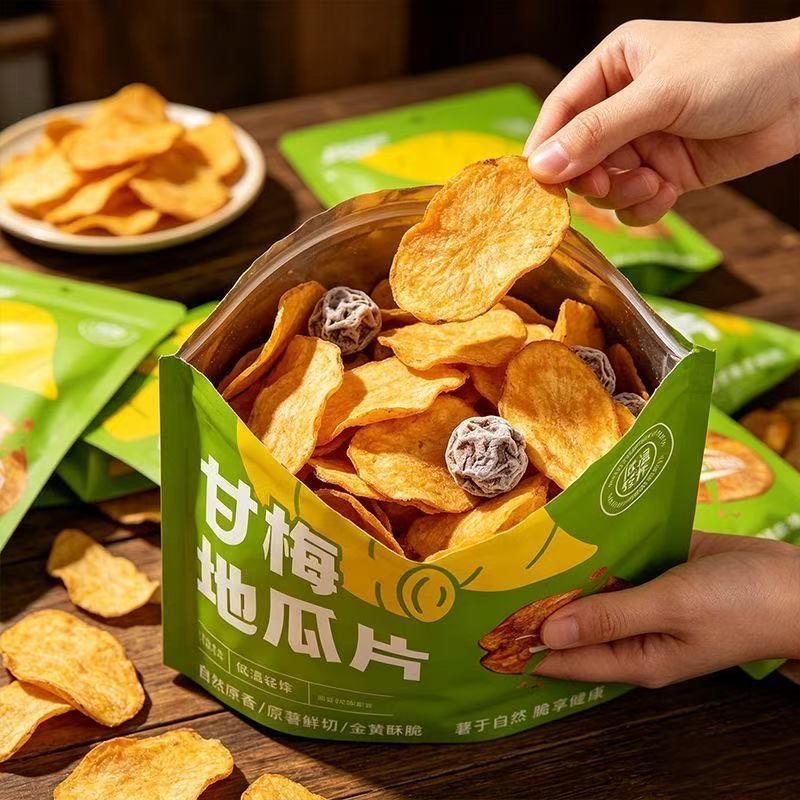 Internet-Famous Hit Product: Crispy Sweet Potato Chips, a Specialty from Rural Areas, Perfect for Office Binge-Watching, Stocking Up, and Satisfying Cravings as a Leisure Snack