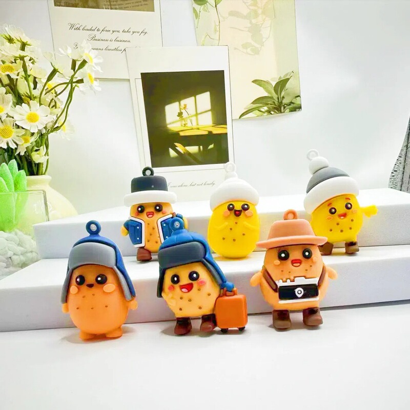 New Southern Small Potato Keychain Cute Cartoon PVC Toy Bag Pendant Car Key Ring Hanging Gifts