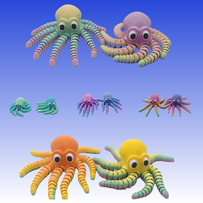 3D Printed Multi-Color Octopus Cute and Cute Joint Movable Octopus Wholesale Stall Popular Desktop Ornaments 3D Printed Multi-Color Octopus Cute and Cute Joint Movable Octopus Wholesale Stall Popular Desktop Ornaments