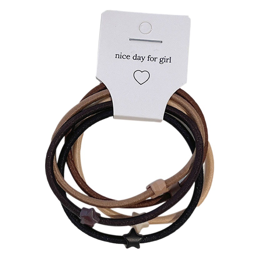 5 piezas de leche marrón banda de pelo traje de moda corbata de pelo banda de goma Morandi simple cuerda de pelo básico accesorios para el cabello