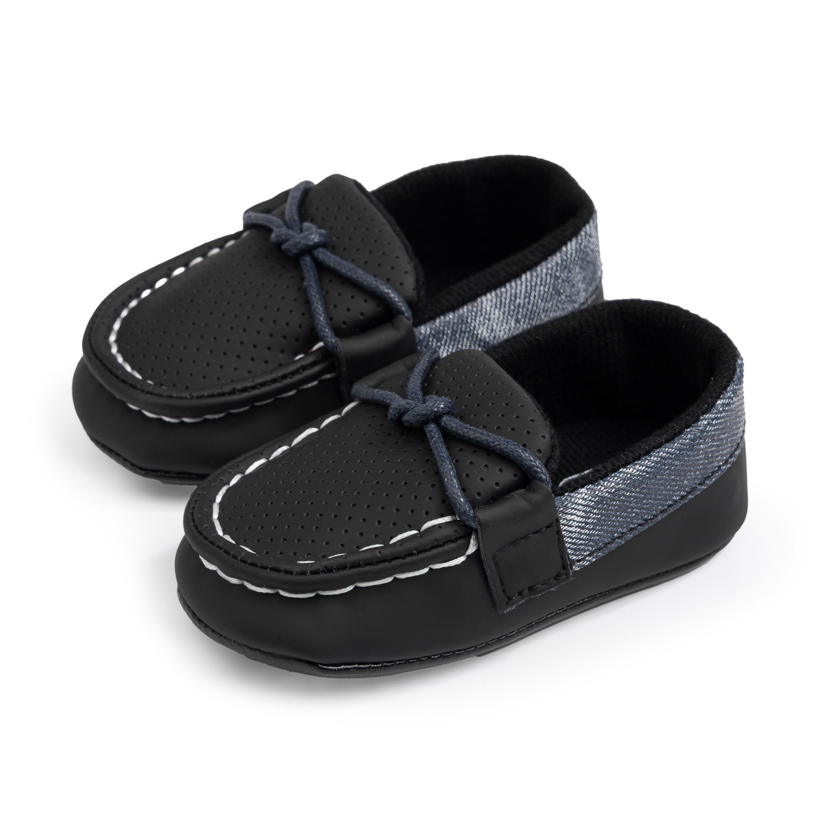 Primavera y otoño nuevos zapatos de bebé 0-1 años estilo británico suave Fondo bebé Niño Zapatos guisantes zapatos de cuero zapatos de bebé