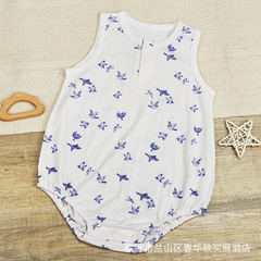 寶寶背心包屁衣竹棉纖維無袖春季夏季男 A類網眼透氣涼快三角爬服