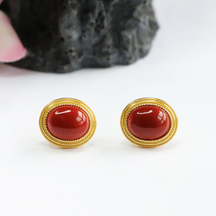 Gongyu S925 Silver Natural South Red Agate Серьги ушной крючок Caibao Factory Оптовая прямая трансляция MN2121110