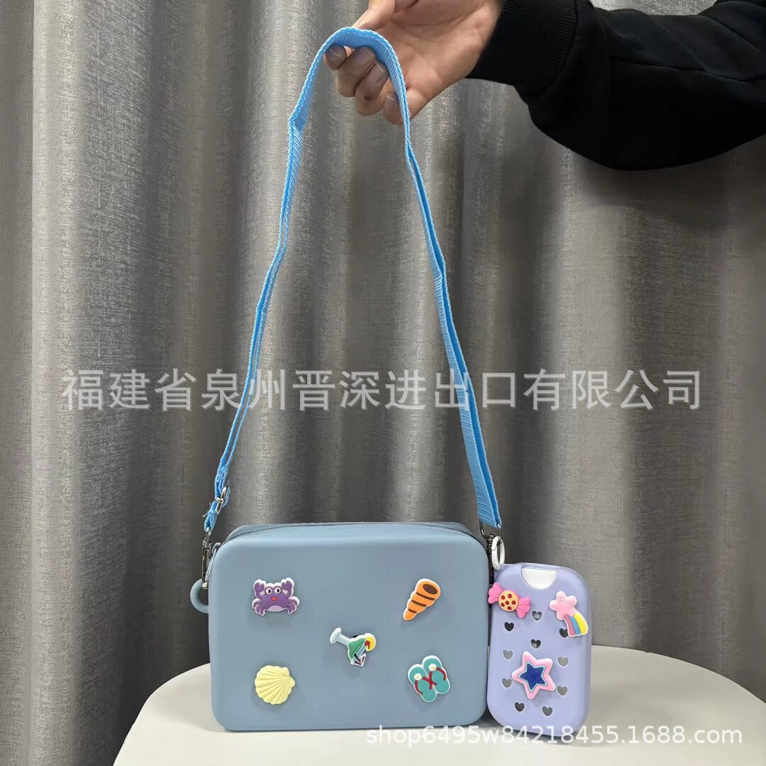 可爱斜挎包便携洗手液瓶套萌娃卡通硅胶儿童收纳零钱包立体外出