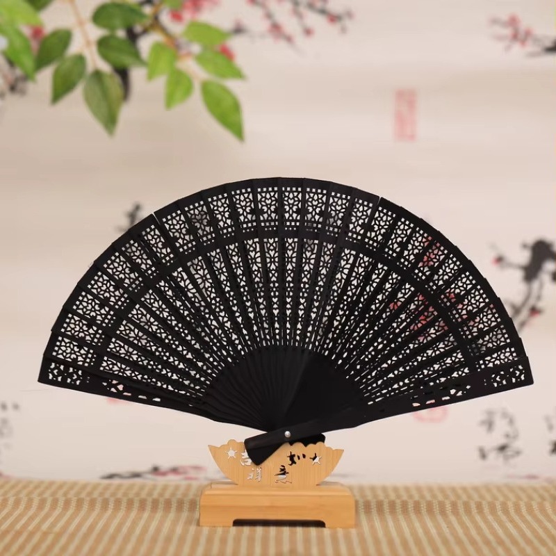 Fan de mordida ventilador plegable ventilador de madera hueco de estilo chino adornamiento de boda ventilador DIY ventilador de regalo