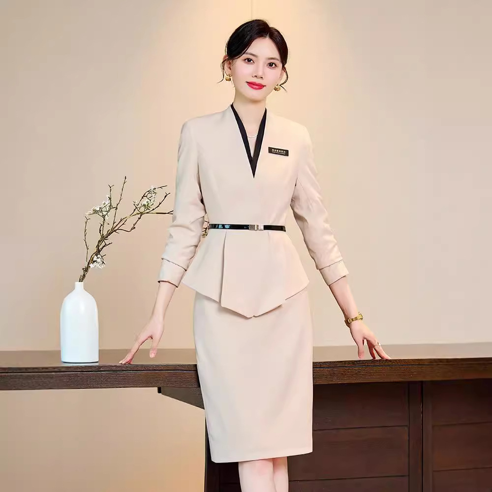 Suit Dress Stewardess Business Dress Women's Fashion Temperament Jewelry Shop Beauty Salon Work Clothes Women's Autumn and Winter Two-piece Set