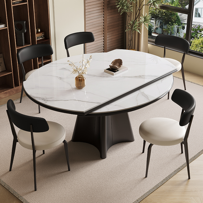 Italian Light Luxury Slate Dining Table for Home Small Apartment Modern Simple Retractable Folding Square and Round Dining Table