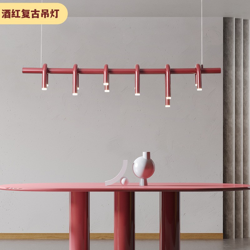 Diseño de lámparas de color rojo retro dormitorio modelo de lámparas diseñador U moderno restaurante nórdico