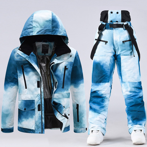 Skiwear set for men and women, windproof and waterproof, warm, couple's jacket and pants, supports distribution and dropshipping.
