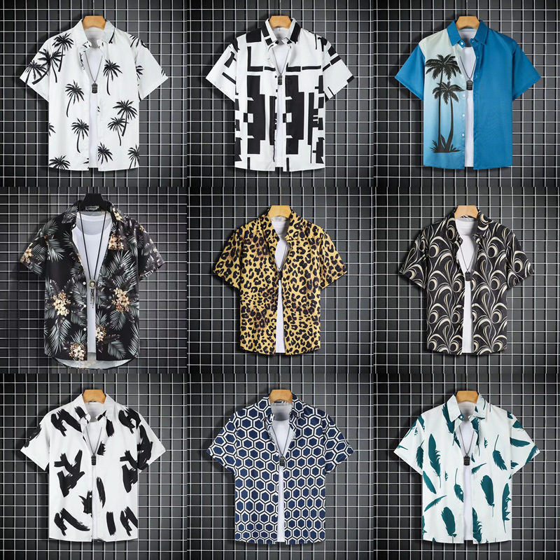 Beach Vacation Versatile Floral Shirt Men's Short-Sleeved Ins Handsome Hawaiian Retro Style Loose Beach Shirt Jacket
