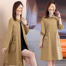 胖mm大码中长款衬衫风衣女2025春秋新款韩版宽松流行时尚薄款外套