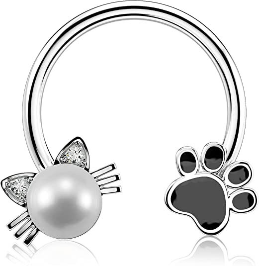 Stainless Steel Oil Dripping Butterfly Nose Ring Sequin Nose Stud Ear Bone Ring Piercing Horseshoe 16G detail image 17