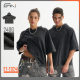ETAI men's | high quality American retro hooded T-shirt structure loose edge stitching raglan sleeve washed men's short sleeve