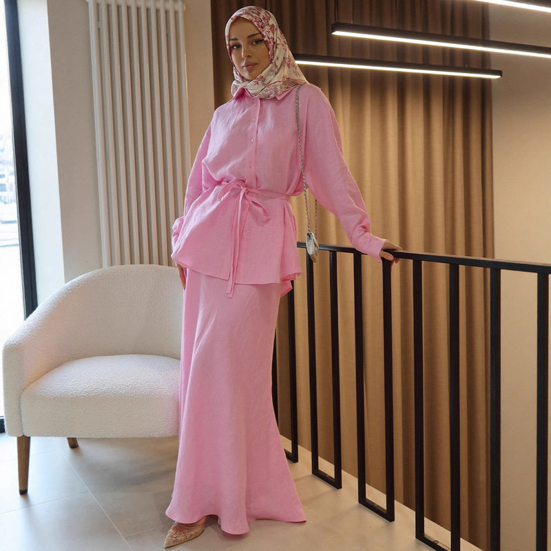 Amazon European and American Cross-Border 2025 Summer Elegant and Soft Long-Sleeved Long Dress Loose and Comfortable Suit Dress for Women