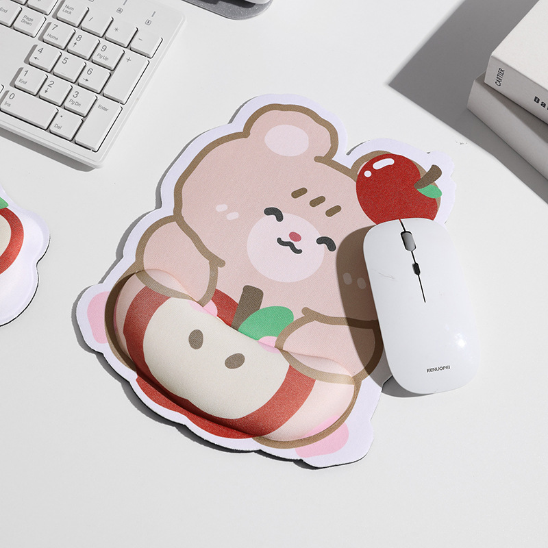 Protector de muñeca 3D lindos dibujos animados computadora portátil de oficina es memoria algodón muñeca de goma protector de muñeca de color sólido