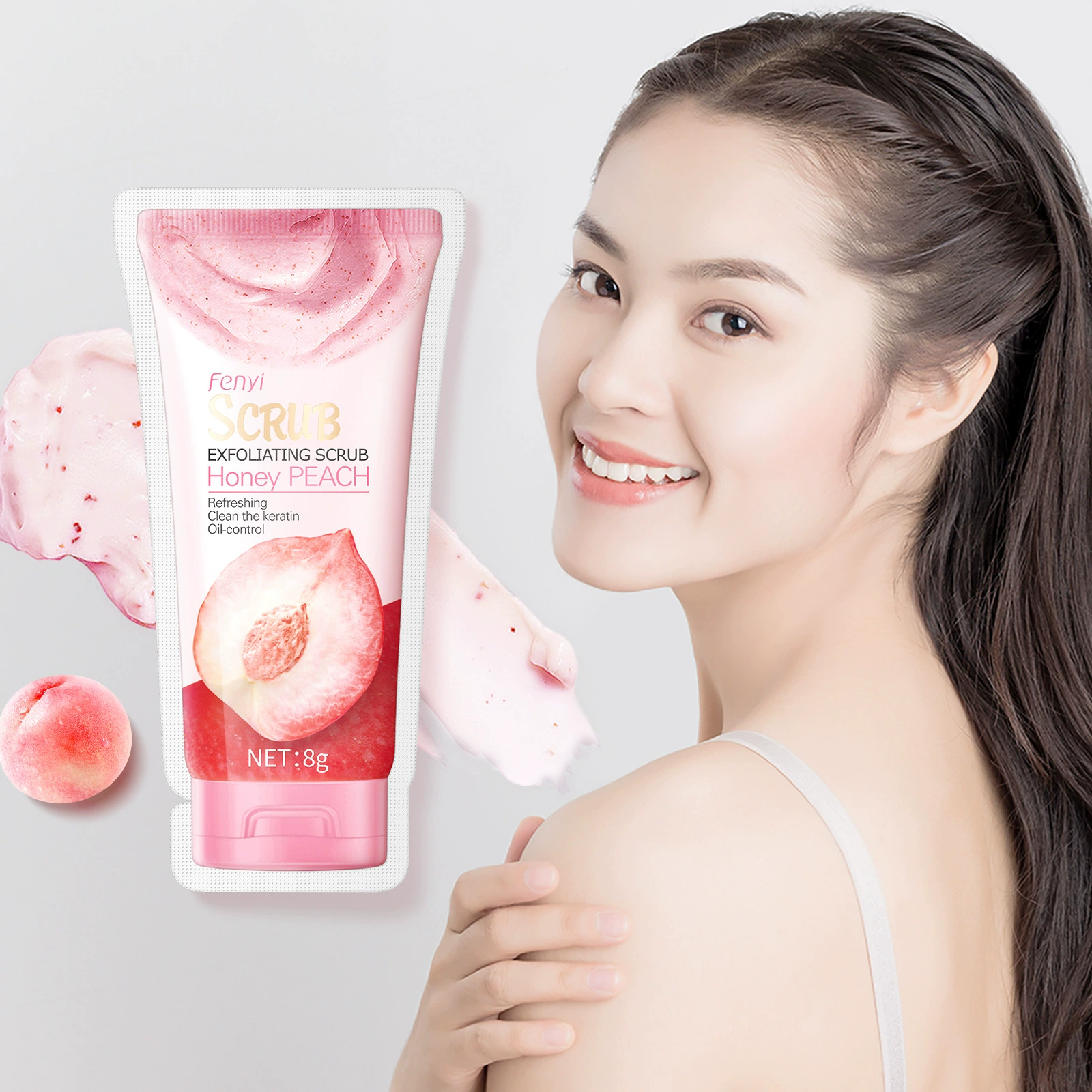 Легкие персиковые ароматные скрабы для тела 8g тело для лица очищающие поры кератиновые средства по уходу за кожей оптом