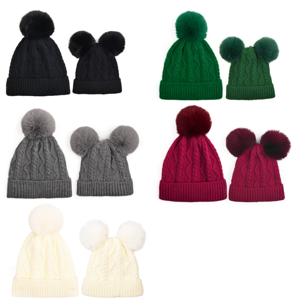 Children Unisex Cute Simple Style Solid Color Pom Poms Wool Cap display picture 1