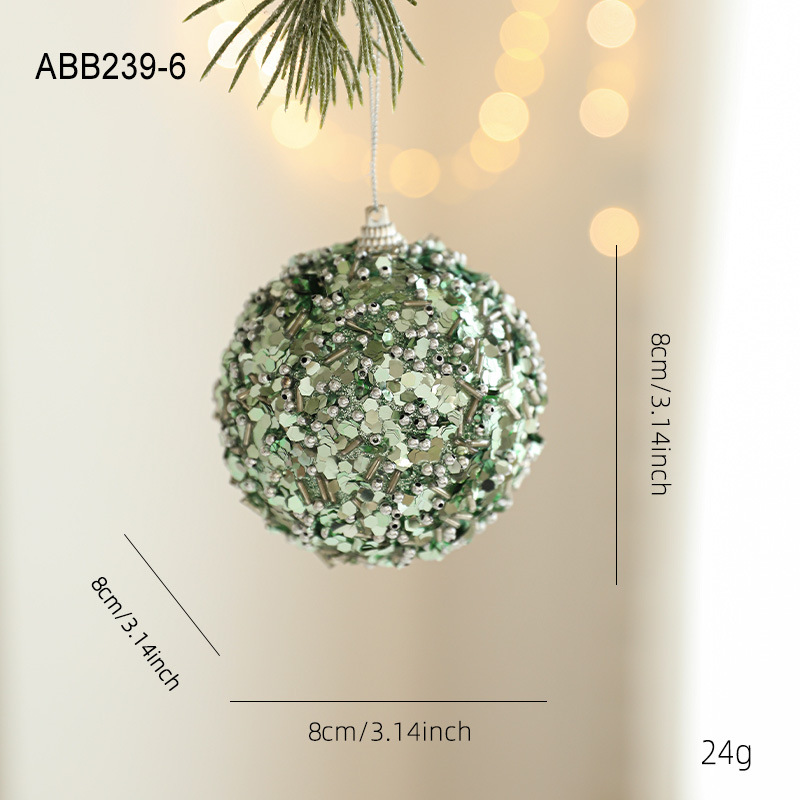 Nueva espuma verde bola de Navidad colgante de sexo opuesto polvo brillante polvo adhesivo árbol de Navidad colgante bola decoración colgante diseño
