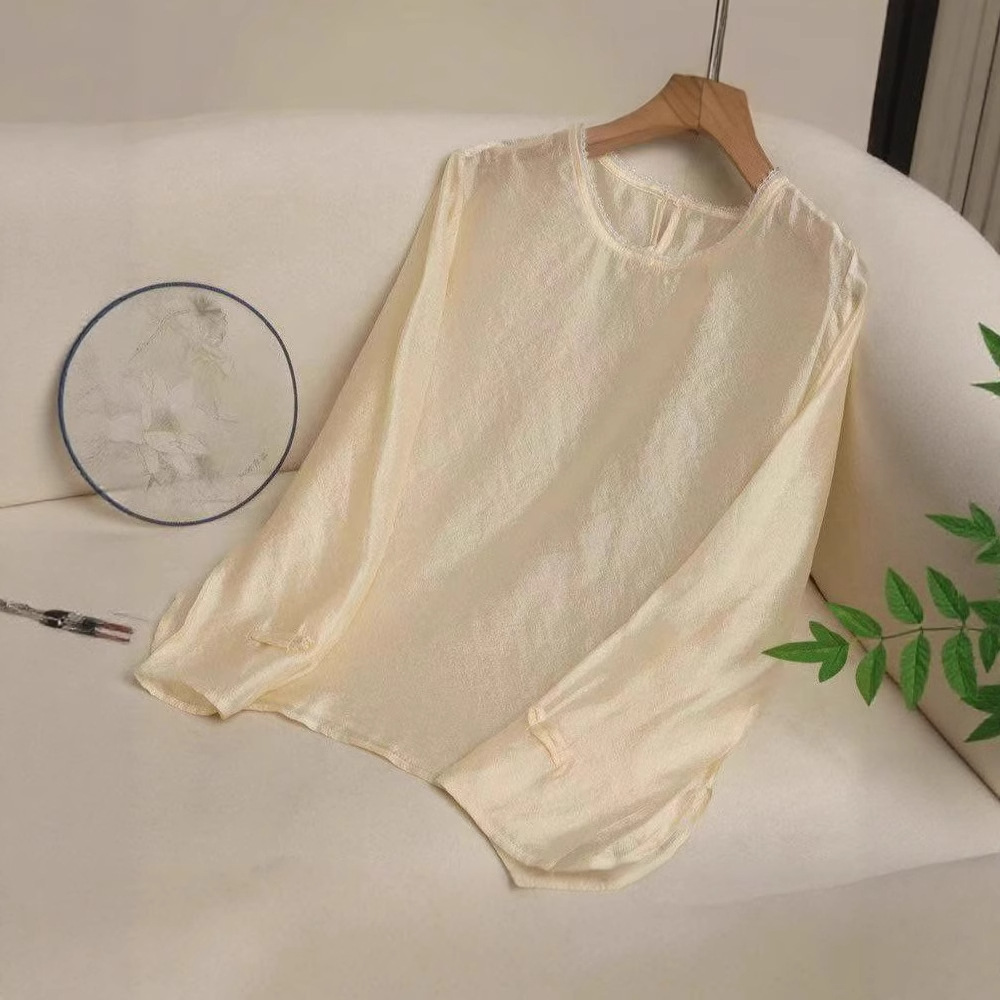 2025 봄 새로운 스타일 레이스 다목적 패션 셔츠 도매 복고풍 새로운 중국 스타일 국가 스타일 자수 라운드 넥 셔츠 여성