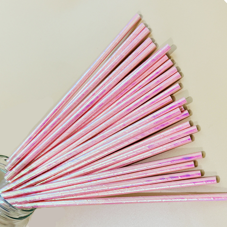 Gran cantidad en stock paja de papel desechable al por mayor paja de papel degradable paja láser Arco Iris transfronterizo Amazon