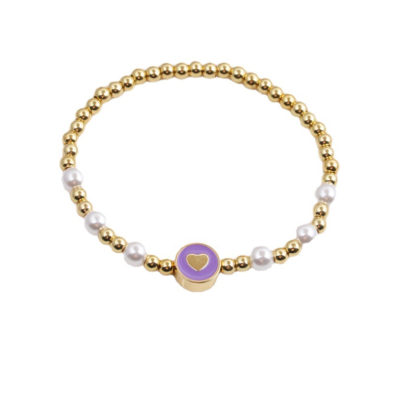 Viento europeo y americano diseño metal con cuentas amor elástico pulsera personalidad goteo empalme hip hop cadena de la mano joyería al por mayor