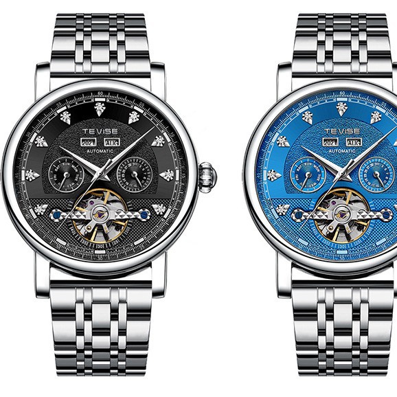 TEVISE Live Venta caliente funcional reloj mecánico automático de los hombres de cuero de negocios reloj de los hombres puede ser enviado en nombre