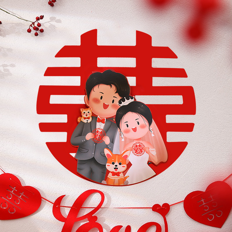 Venta al por mayor suministros de boda pegatinas de boda encaje festivo tridimensional decoración de la ventana decoración de la habitación de la boda puerta pegatinas de boda