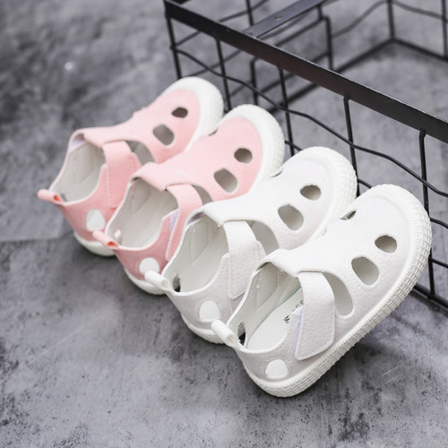 2024 Magic Stick Baby Sandals for Boys and Girls, Soft Sole, Rounded Head, Hole-toe, Hollow Breathable Leather Sandals
