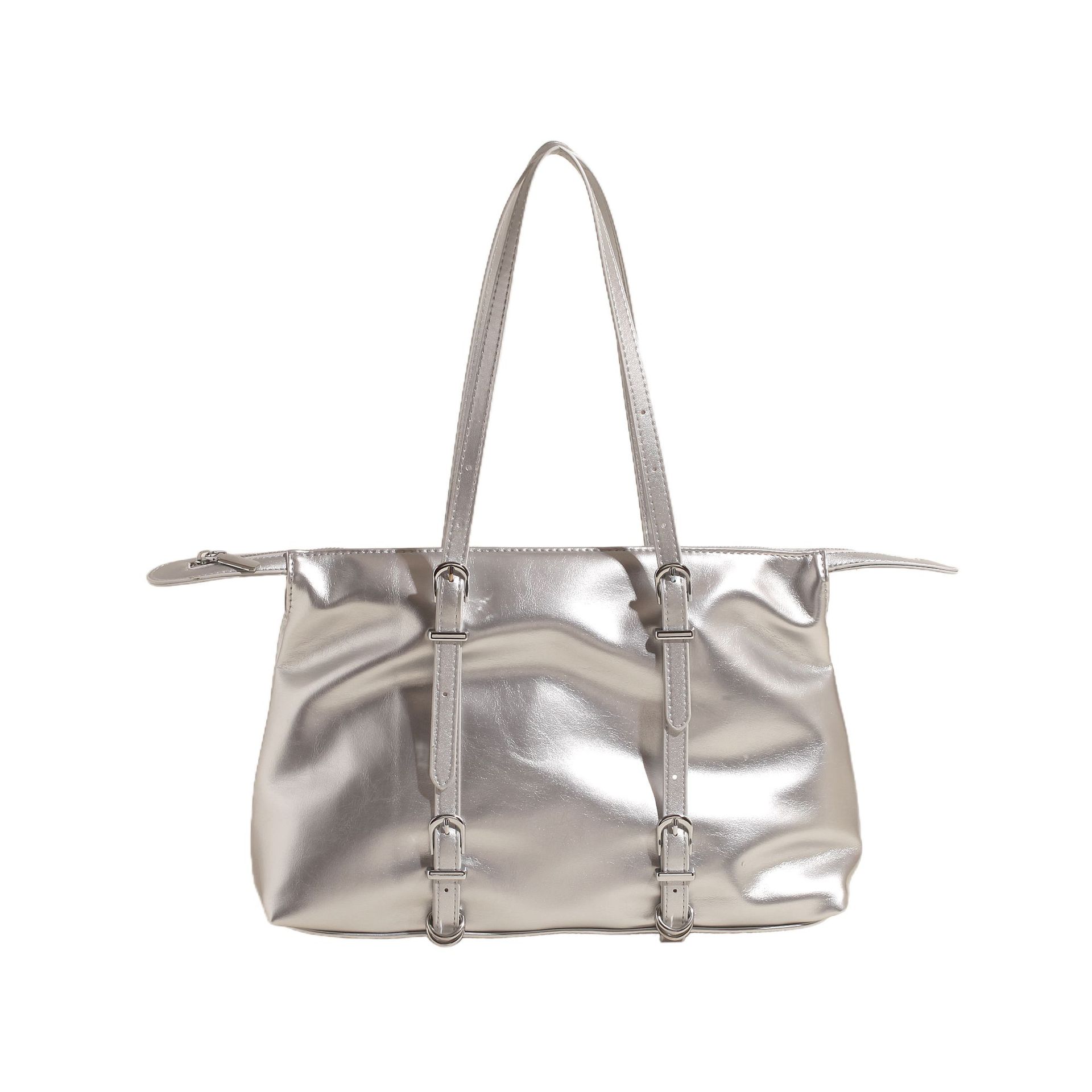 Bolso de hombro grande para mujer con decoración de cinturón_voghion.com
