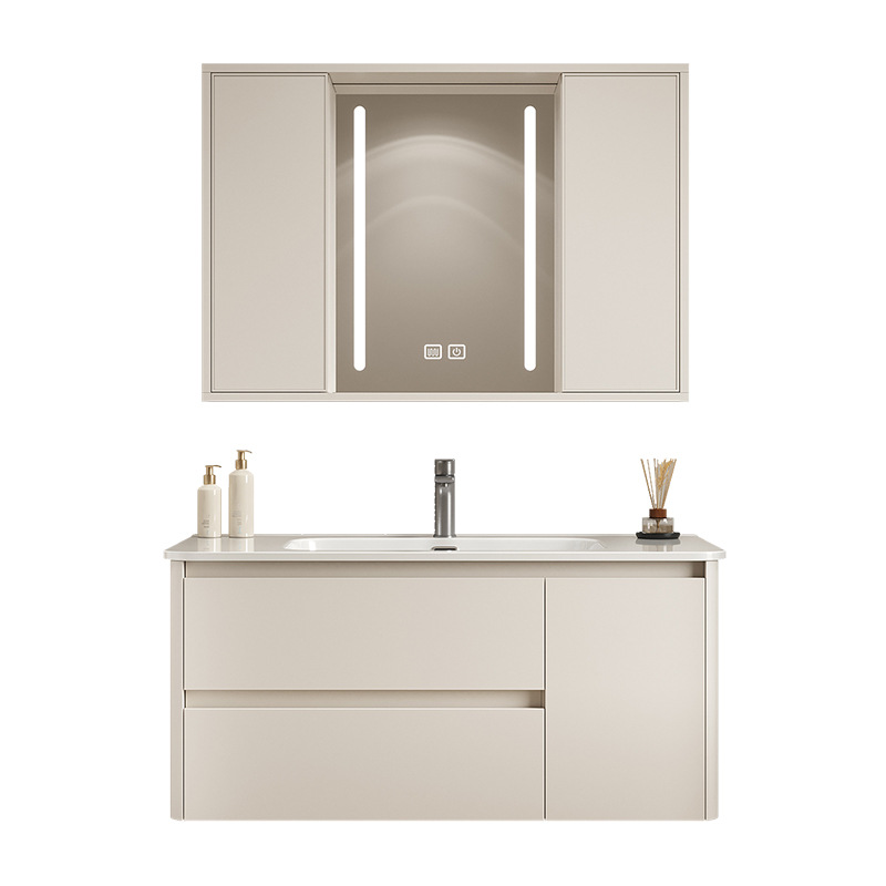 Espejo de Feng Shui push-pull oculto, armario de baño de panal, lavabo cerámico integral, lavabo de mano, lavabo de cara, lavabo de baño