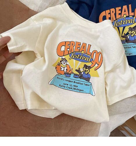 Cotton Children's Short Sleeve T-shirt 2024 Summer New Fashion Cartoon Print Unisex Baby Toddler Crew Neck Top Trendy