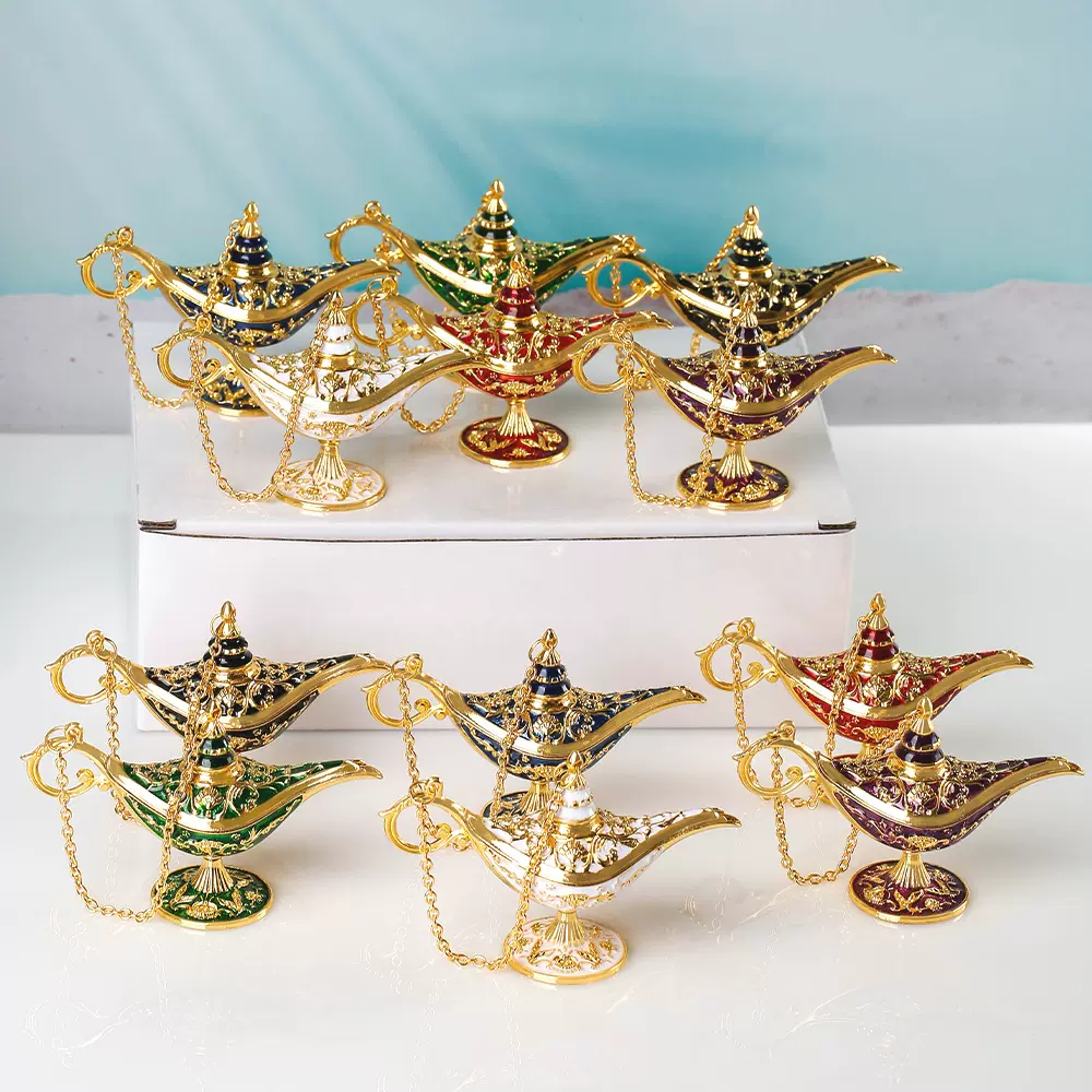 古典风中号阿拉丁神灯摆件气质复古花纹许愿灯装饰工艺品厂家批发