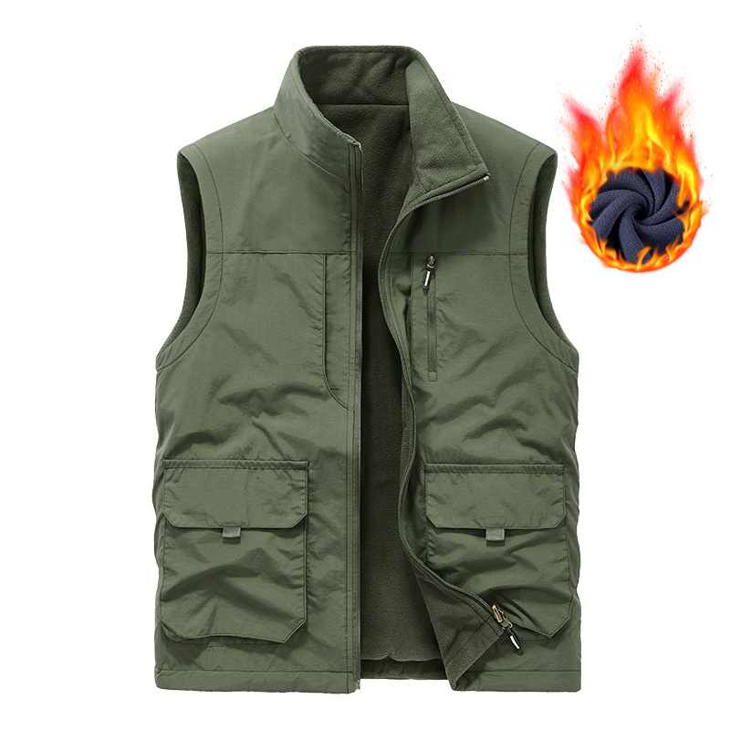 Men's Reversible Velvet Outdoor Bodywarmer With Multiple Pockets_voghion.com