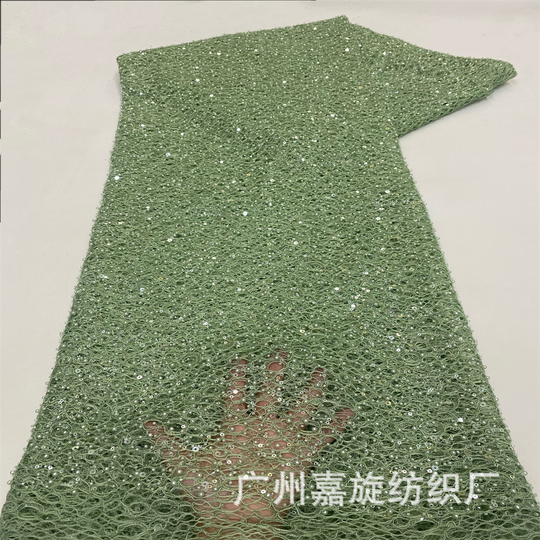 Tela de encaje soluble en agua con bordado de cuerda calado, lentejuelas y cuentas, para diseño de pasarela, ropa de espectáculo, qipao y moda. image 3