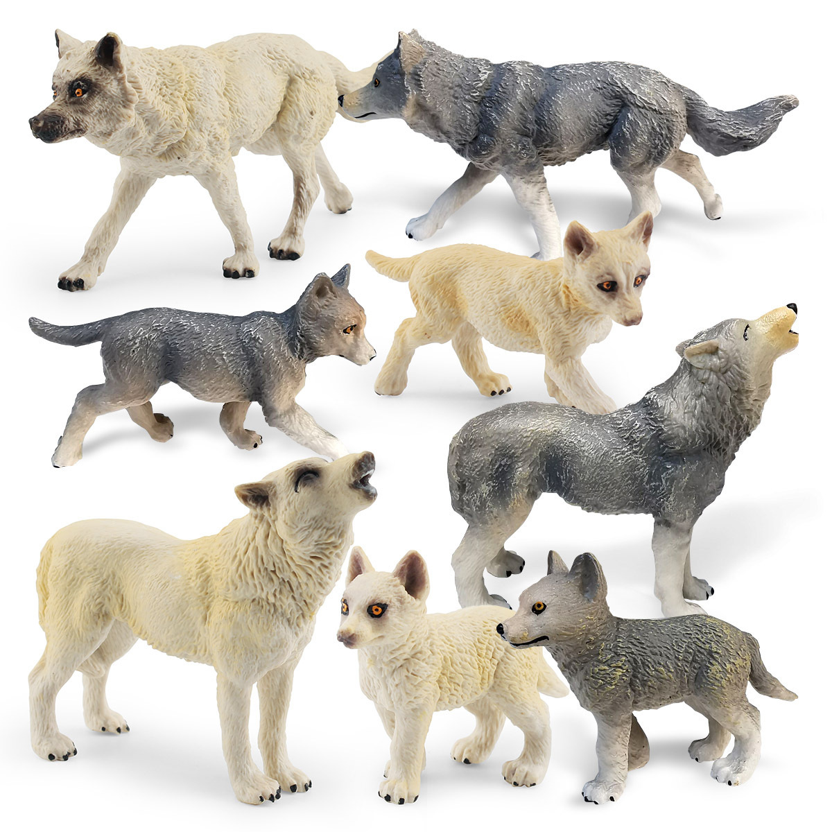 Amazon simulación de América del Norte Lobo Blanco modelo animal estático Lobo rugiente postura caminando lobo gris decoración de escritorio de juguete