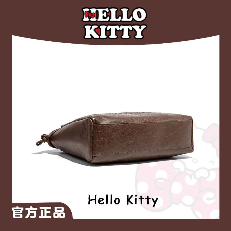 Hello Kitty, вместительная мягкая ретро сумка подмышечная, плечевая сумка через одно плечо, с затягивающимся шнурком