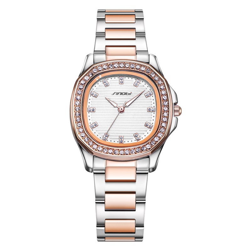 Reloj para mujer Sinobi Reloj cuadrado impermeable Nautilus de alto valor para mujer Reloj transfronterizo con cinturón de acero luminoso retro para mujer