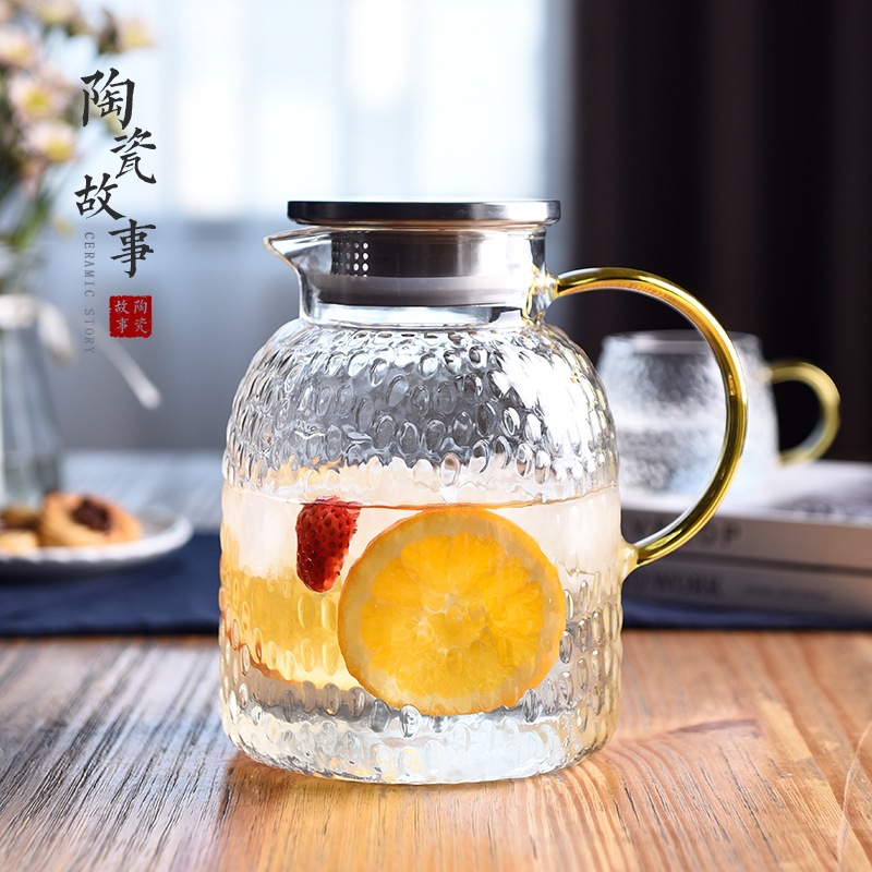 Glass teapot for home use, capacious fruit tea, iced tea