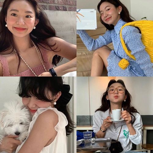 Flat round pearl earrings for women  new simple temperament earrings high-end earrings s925 silver needle ear piercing