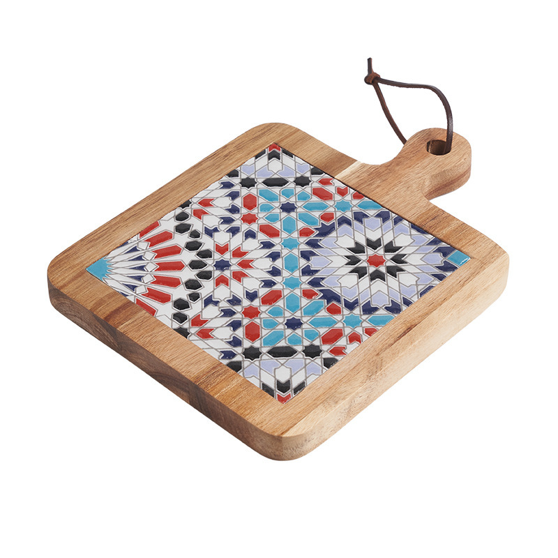 Madera maciza vintage azulejo mantel estera de aislamiento estera de mesa creativa anti-escaldado cazuela estera olla grande japonés nuevo