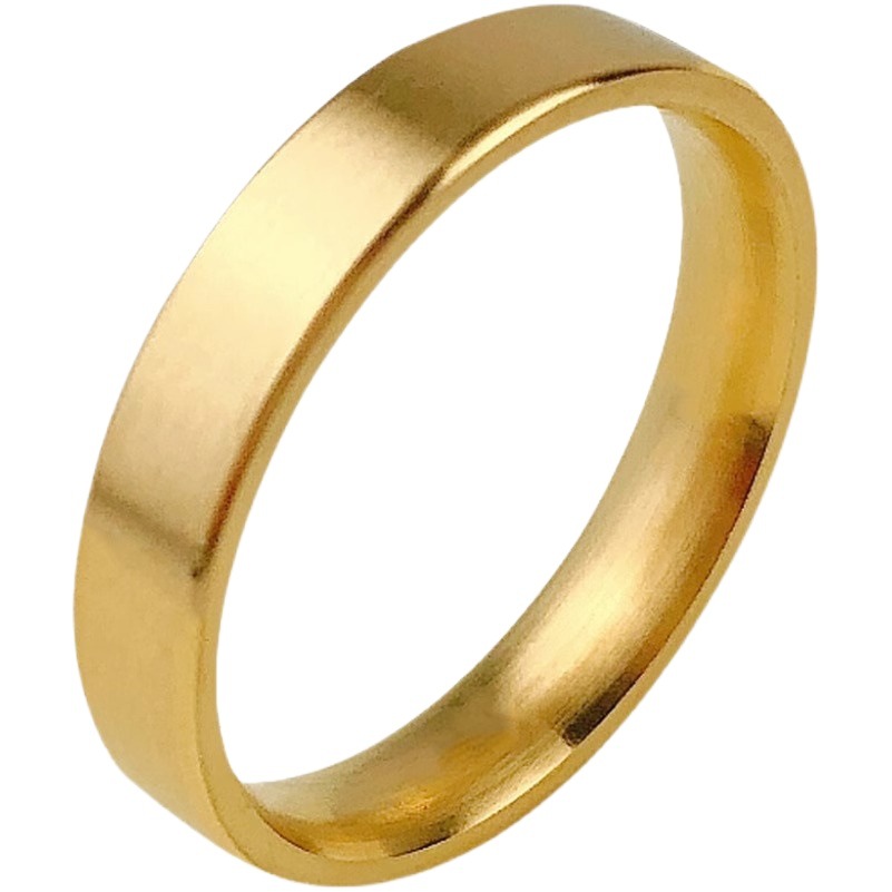 Ancient French inheritance plain ring titanium steel plated 18K gold male and female couple ring food finger ring personality does not fade