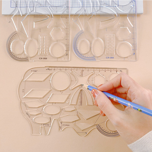 Multifunctional internet celebrity universal ruler rotatable ruler set math circle oval template test parallel triangle ruler