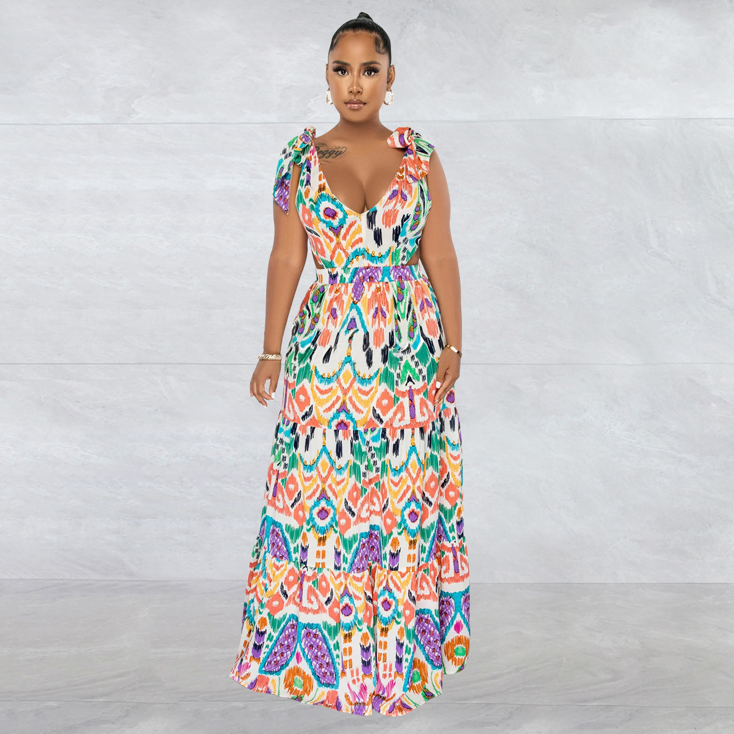 Women's Clothing fashion women's color sleeveless shoulder strap long skirt dress for women_mkmklike.com