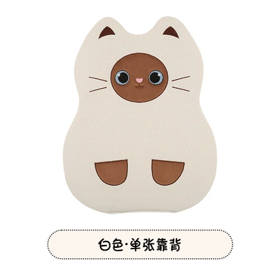 Universal for All Seasons, Linen Car Seat: Seat cushion, seat cover - white-one-backrest-3-color-linen-reverse-siam-cat